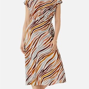 Ann Taylor Asymmetrical Dress in Orange and Brown, Size 12